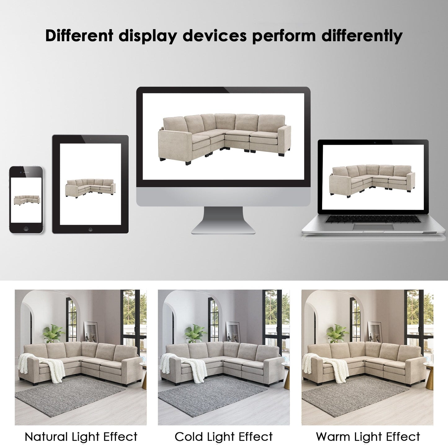 Beige 89 Velvet L-Shaped Oversized 5-Seater Sectional Sofa with Double Cushions for Corner Seating