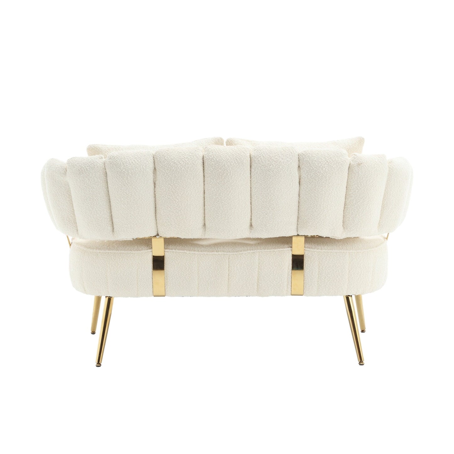 Beige Boucle Loveseat Sofa with Metal Frame