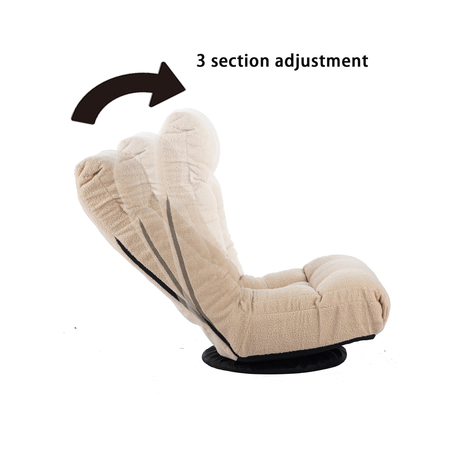 Beige Boucle Upholstered 360Â° Swivel Armless Manual Leisure Recliner Set with Ottoman, Adjustable Headrest and Backrest