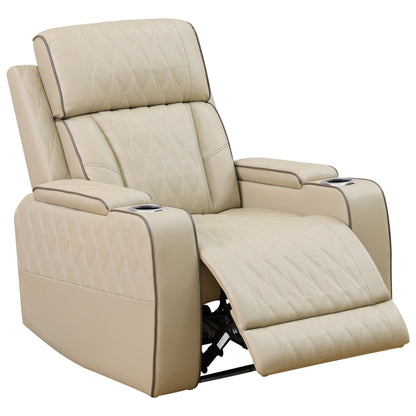 Beige Breathing Leather 3-Piece Living Room Recliner Sofa set