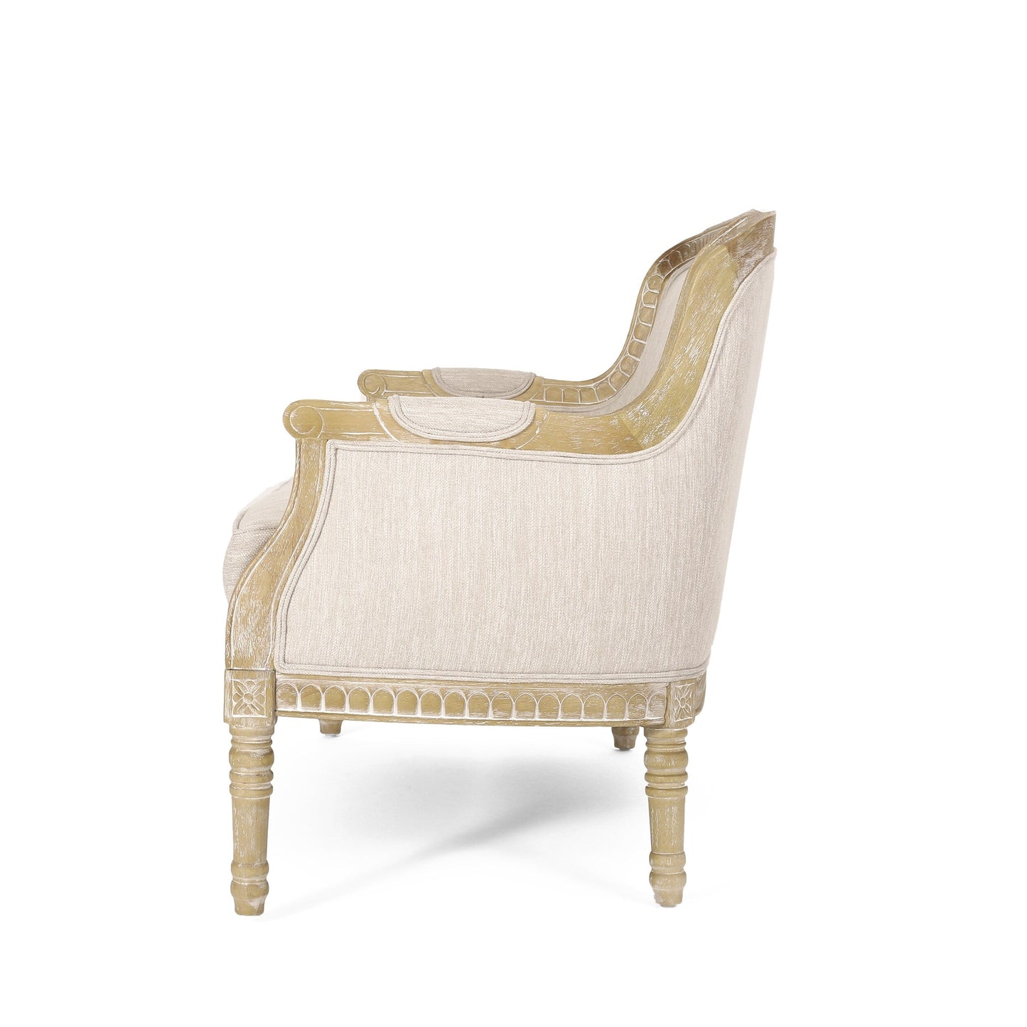 Beige Brown 49.75 Wood Loveseat Sofa with Rubbey Wood Frame and Wood Legs for Living Room
