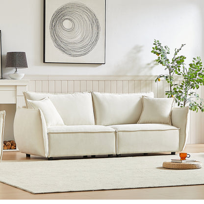 Beige Chenille 3-seater Sofa with Extra Pillows