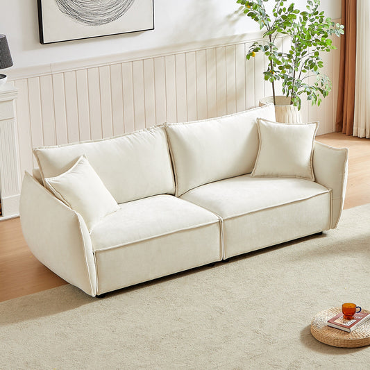 Beige Chenille 3-seater Sofa with Extra Pillows