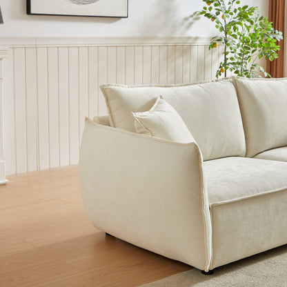 Beige Chenille 3-seater Sofa with Extra Pillows