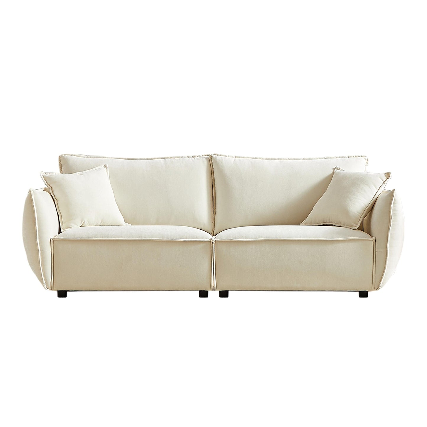 Beige Chenille 3-seater Sofa with Extra Pillows