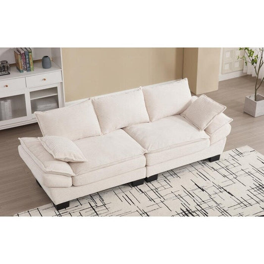 Beige Corduroy 3-seater Sailboat Sofa