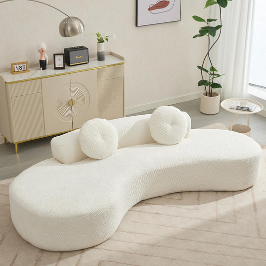 Beige Corduroy Cloud Sofa with Pillows