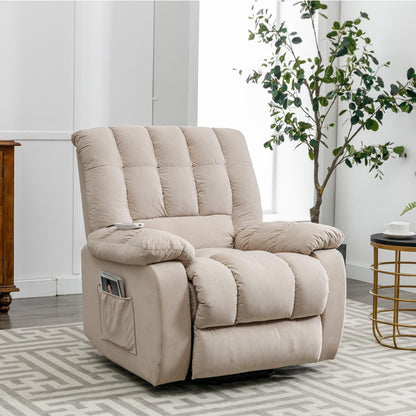 Beige Electric Power Lift Recliner with Heating, Massage, and Storage Pocket for Living Room/Bedroom Use
