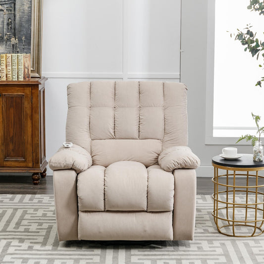 Beige Electric Power Lift Recliner with Heating, Massage, and Storage Pocket for Living Room/Bedroom Use