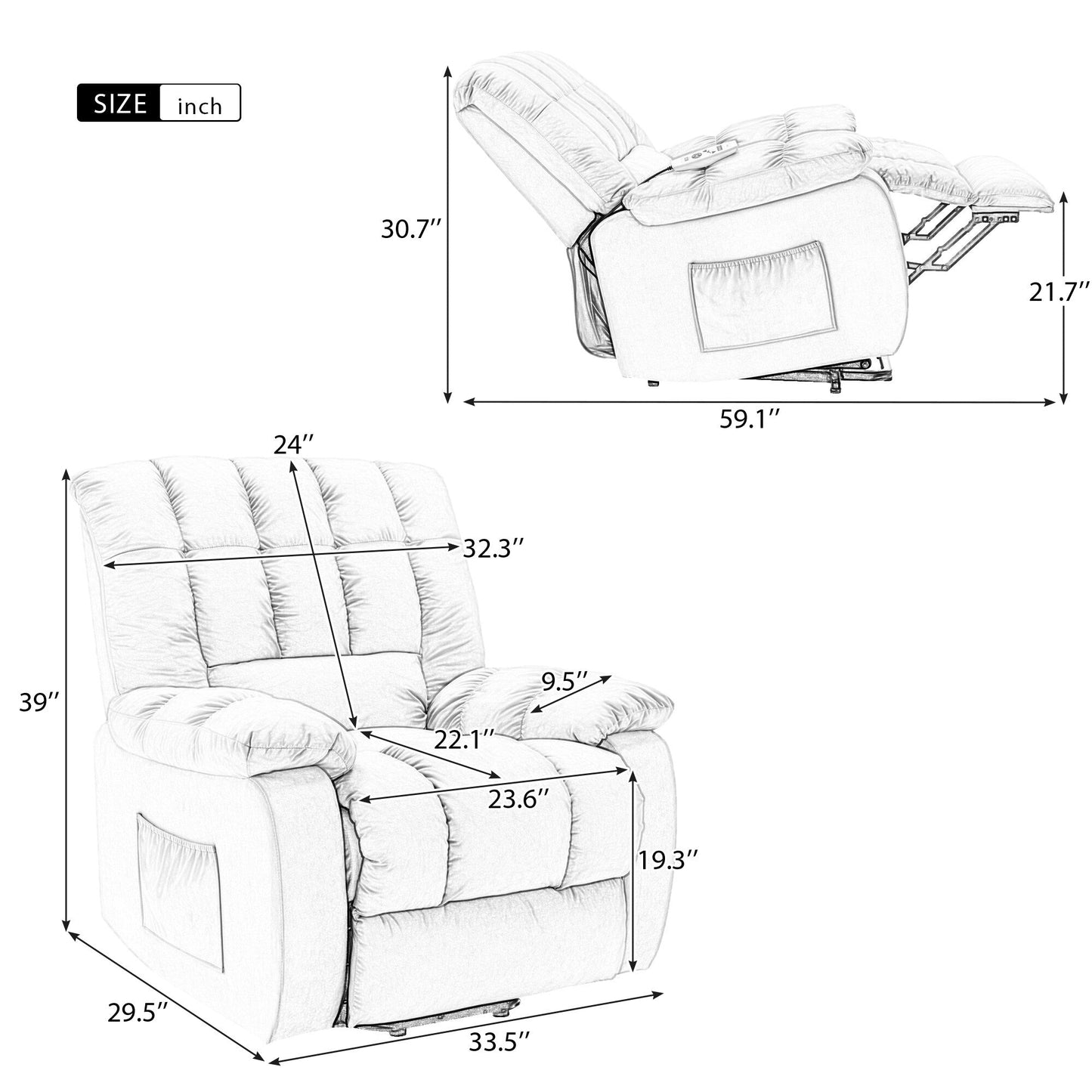 Beige Electric Power Lift Recliner with Heating, Massage, and Storage Pocket for Living Room/Bedroom Use