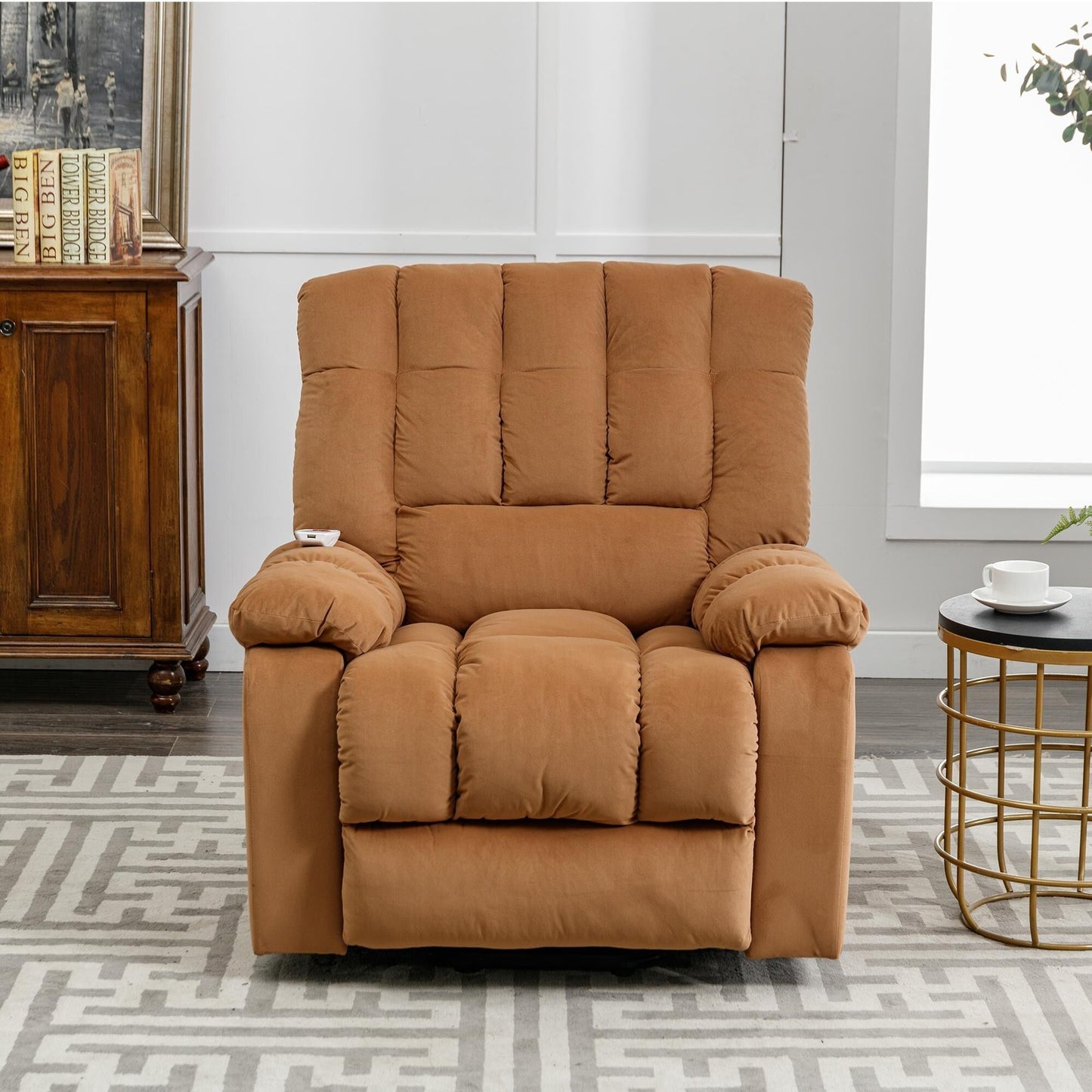 Beige Electric Power Lift Recliner with Heating, Massage, and Storage Pocket for Living Room/Bedroom Use