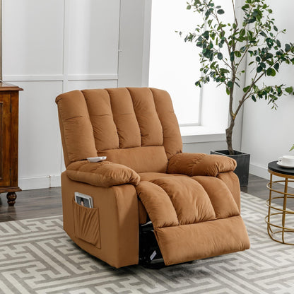 Beige Electric Power Lift Recliner with Heating, Massage, and Storage Pocket for Living Room/Bedroom Use