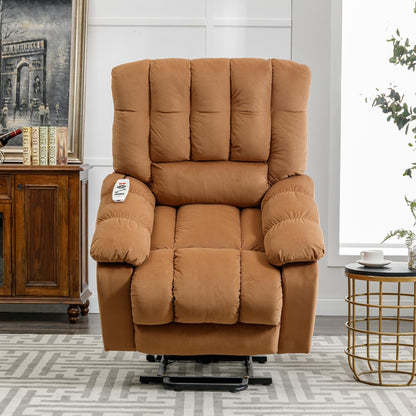Beige Electric Power Lift Recliner with Heating, Massage, and Storage Pocket for Living Room/Bedroom Use