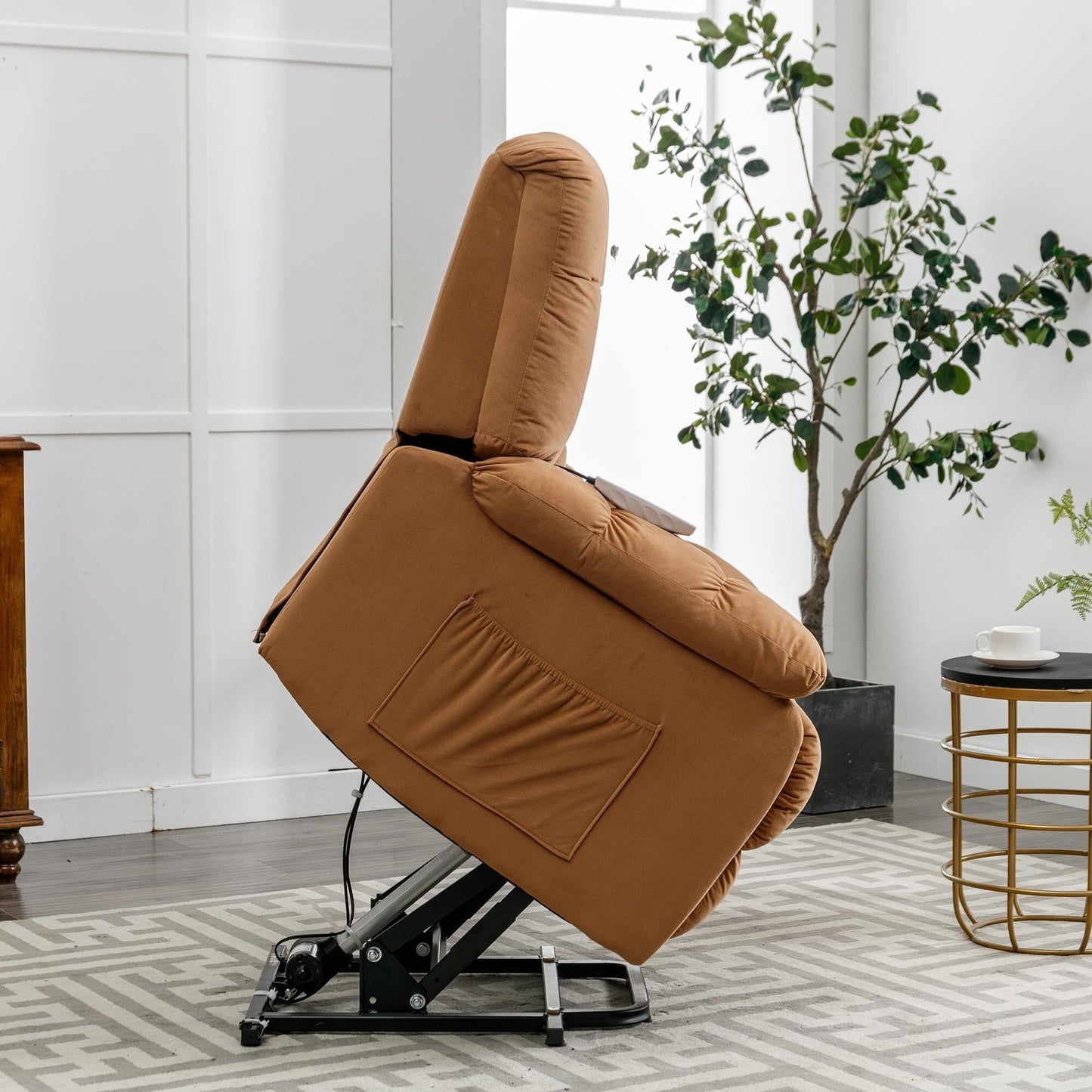 Beige Electric Power Lift Recliner with Heating, Massage, and Storage Pocket for Living Room/Bedroom Use