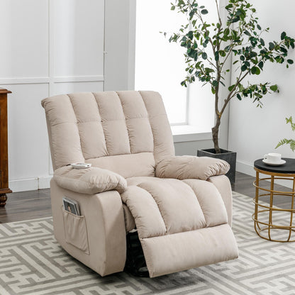 Beige Electric Power Lift Recliner with Heating, Massage, and Storage Pocket for Living Room/Bedroom Use