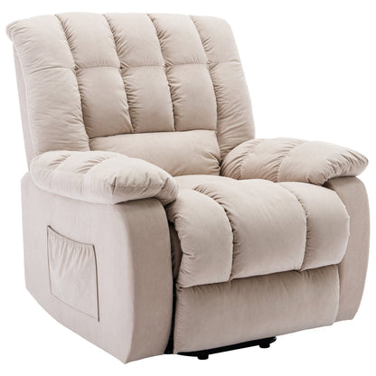 Beige Electric Power Lift Recliner with Heating, Massage, and Storage Pocket for Living Room/Bedroom Use