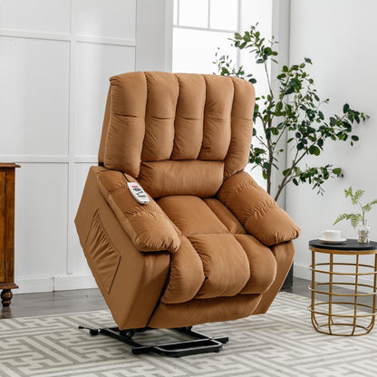 Beige Electric Power Lift Recliner with Heating, Massage, and Storage Pocket for Living Room/Bedroom Use
