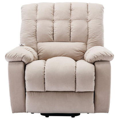 Beige Electric Power Lift Recliner with Heating, Massage, and Storage Pocket for Living Room/Bedroom Use