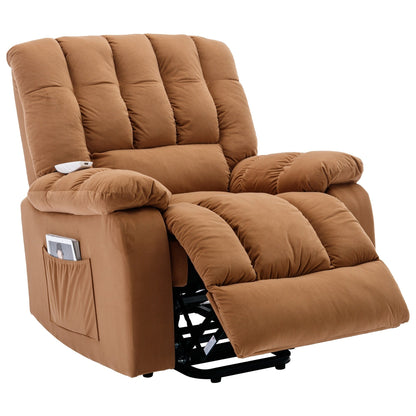 Beige Electric Power Lift Recliner with Heating, Massage, and Storage Pocket for Living Room/Bedroom Use