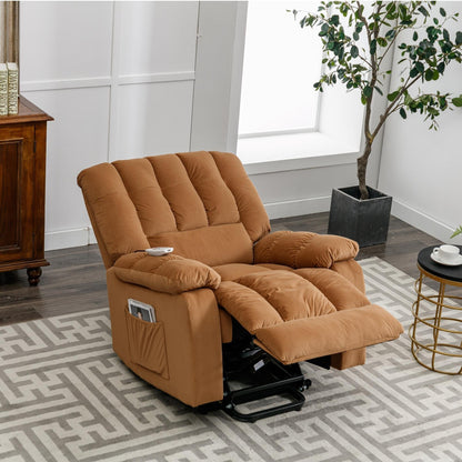 Beige Electric Power Lift Recliner with Heating, Massage, and Storage Pocket for Living Room/Bedroom Use