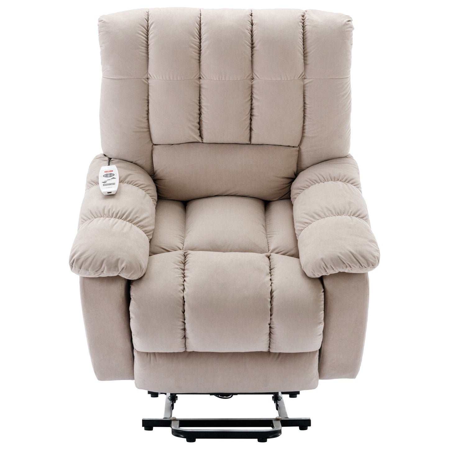 Beige Electric Power Lift Recliner with Heating, Massage, and Storage Pocket for Living Room/Bedroom Use