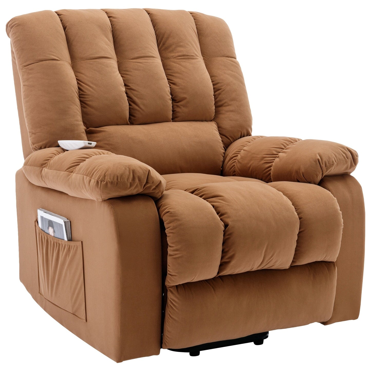 Beige Electric Power Lift Recliner with Heating, Massage, and Storage Pocket for Living Room/Bedroom Use