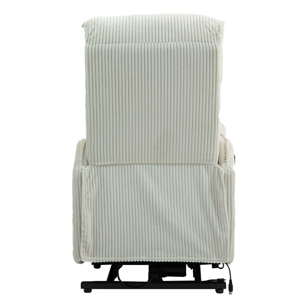 Beige Electric Power Recliner Chair with Side Pocket, Pocket Springs, Plush Seat Cushion for Living Room, Bedroom