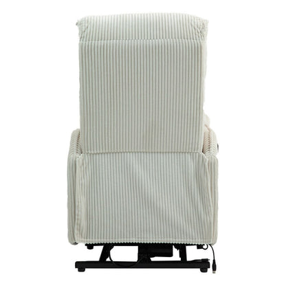 Beige Electric Power Recliner Chair with Side Pocket, Pocket Springs, Plush Seat Cushion for Living Room, Bedroom