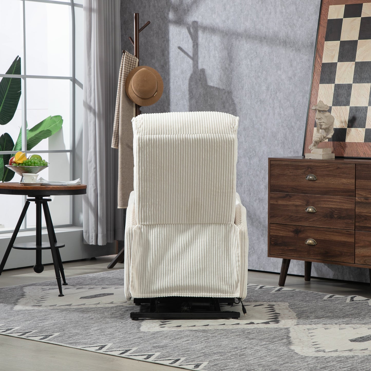 Beige Electric Power Recliner Chair with Side Pocket, Pocket Springs, Plush Seat Cushion for Living Room, Bedroom