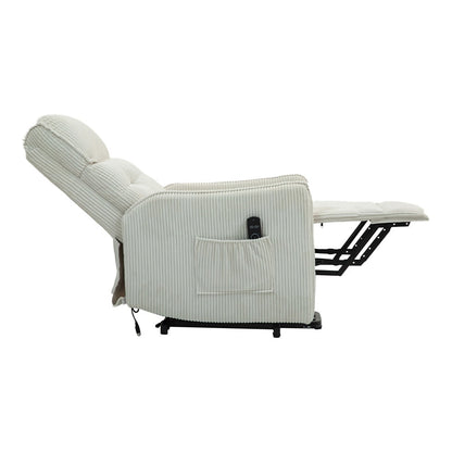 Beige Electric Power Recliner Chair with Side Pocket, Pocket Springs, Plush Seat Cushion for Living Room, Bedroom