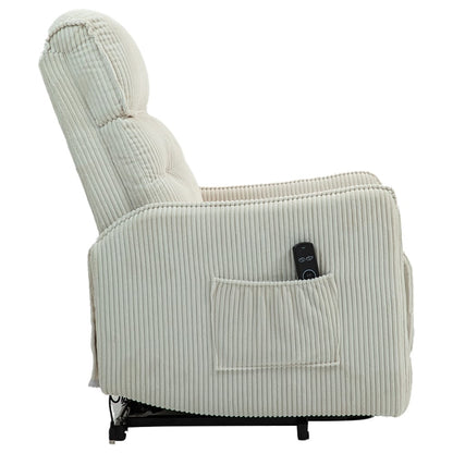 Beige Electric Power Recliner Chair with Side Pocket, Pocket Springs, Plush Seat Cushion for Living Room, Bedroom