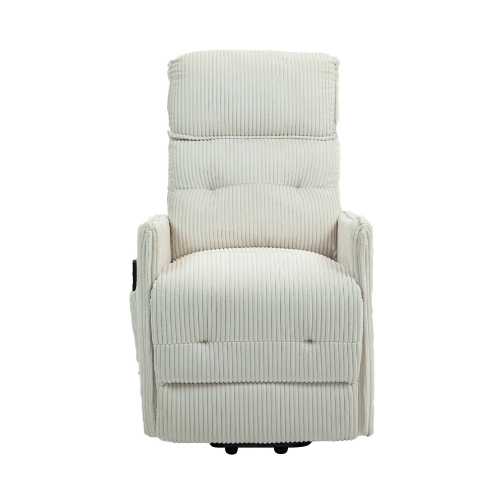 Beige Electric Power Recliner Chair with Side Pocket, Pocket Springs, Plush Seat Cushion for Living Room, Bedroom