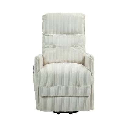 Beige Electric Power Recliner Chair with Side Pocket, Pocket Springs, Plush Seat Cushion for Living Room, Bedroom