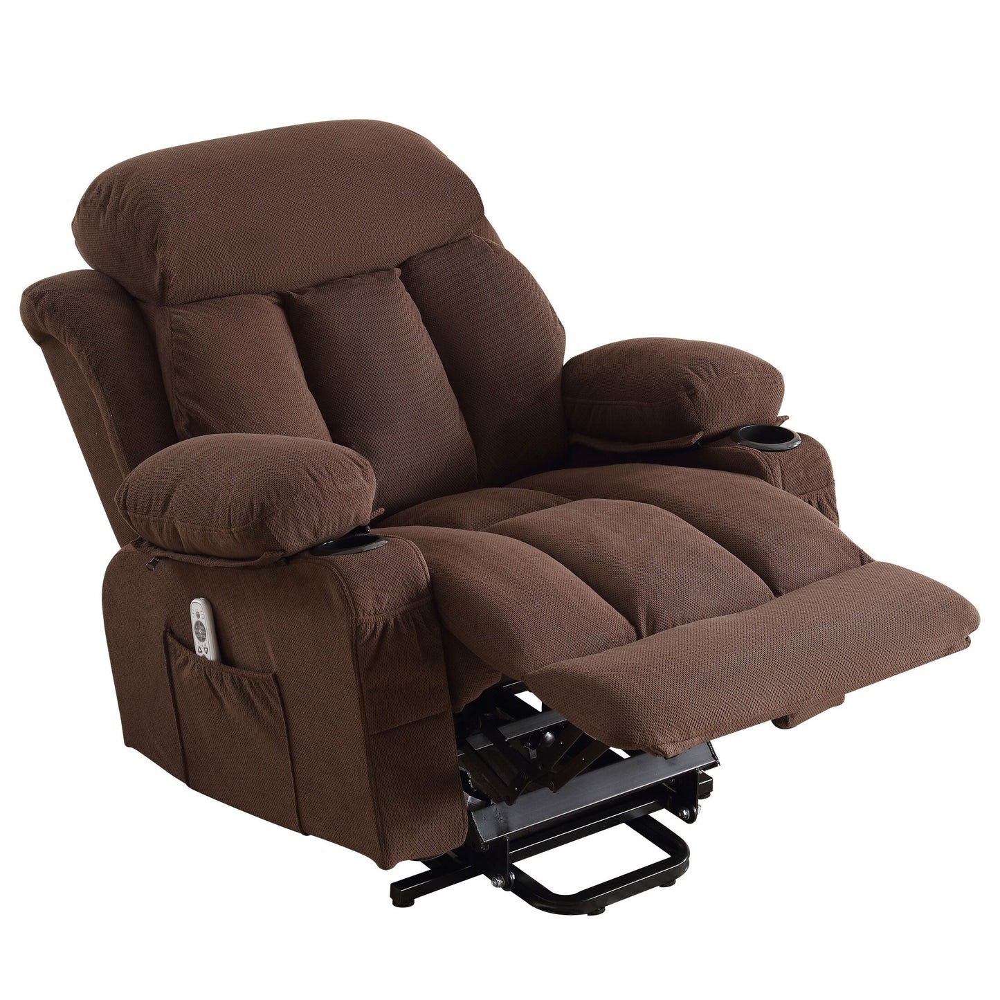 Beige Ergonomic Power Lift Recliner with Heat, Massage & USB Ports