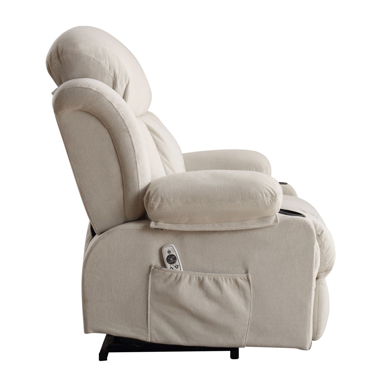 Beige Ergonomic Power Lift Recliner with Heat, Massage & USB Ports