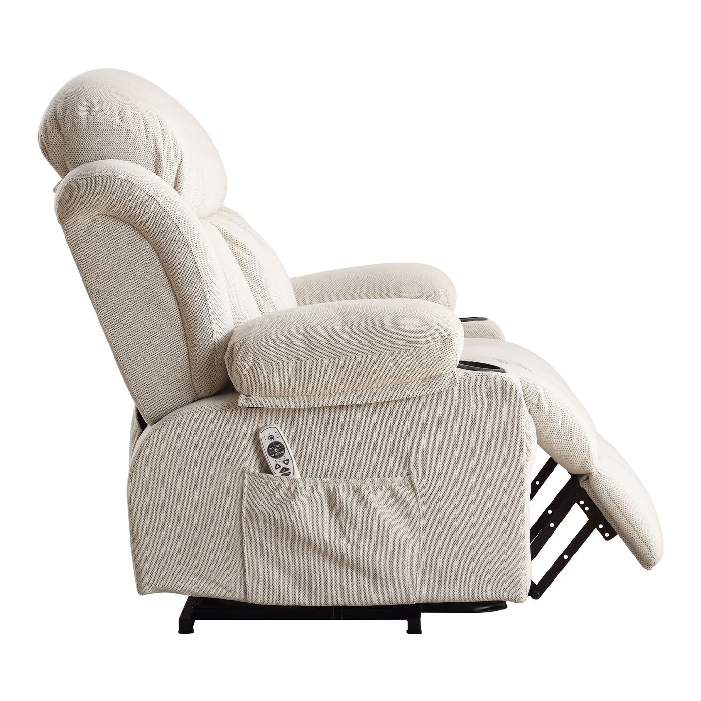Beige Ergonomic Power Lift Recliner with Heat, Massage & USB Ports