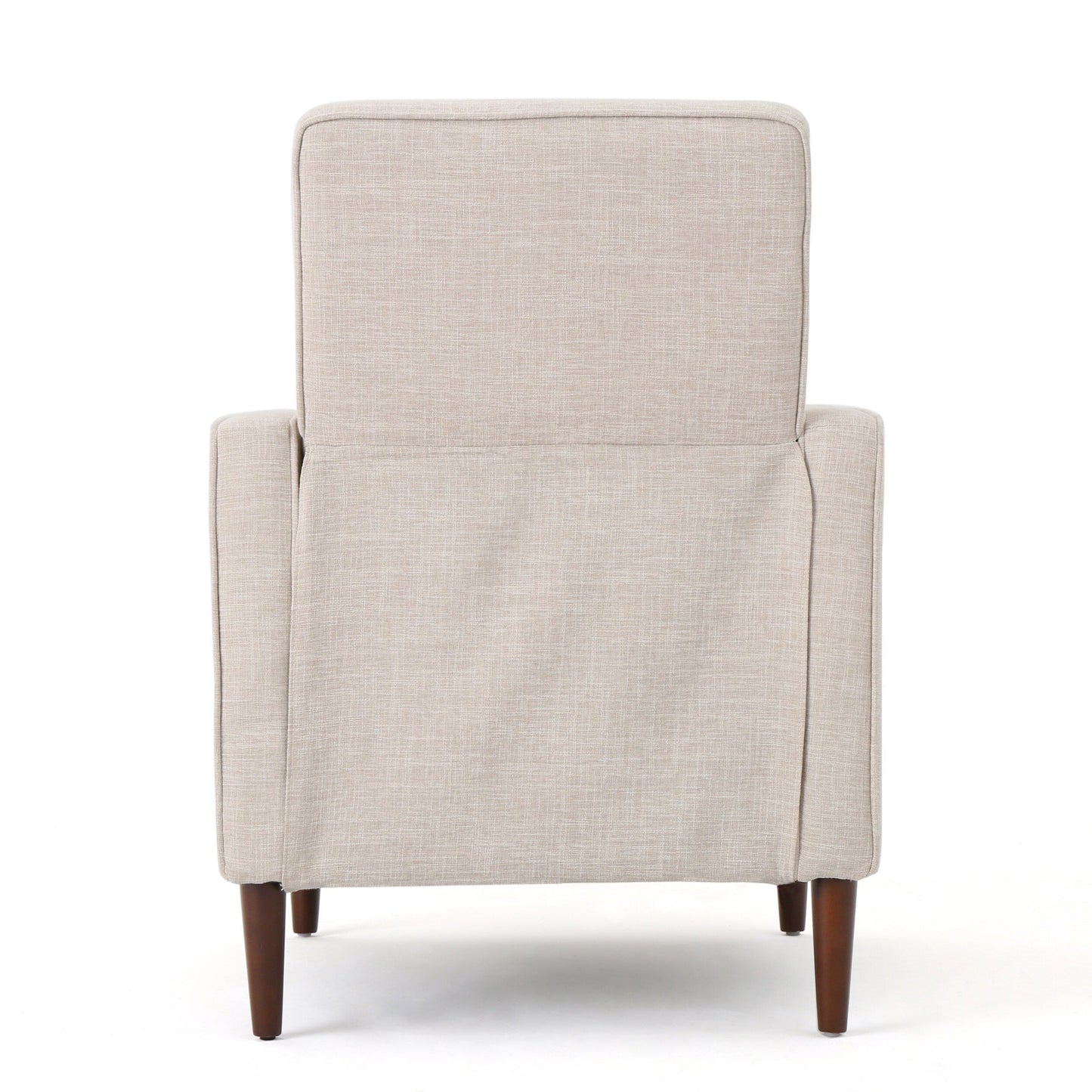 Beige Fabric Mid-Century Upholstered Push Back Recliner with Footrest, Button-tufted Backrest, Beech Wood Legs