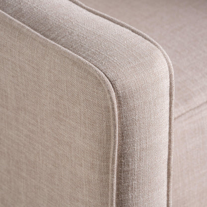 Beige Fabric Mid-Century Upholstered Push Back Recliner with Footrest, Button-tufted Backrest, Beech Wood Legs
