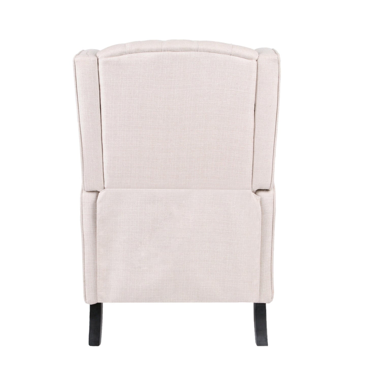 Beige Fabric Mid-Century Wingback Push-Back Recliner with Footrest, Button-Tufted Backrest