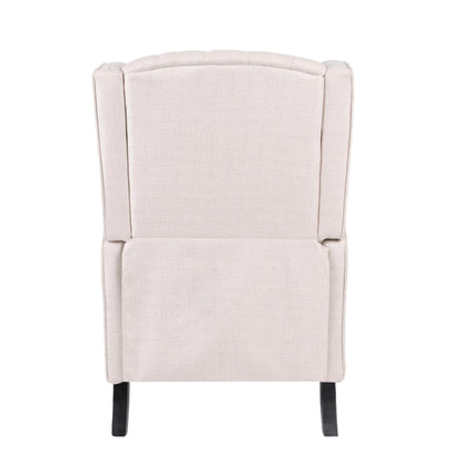 Beige Fabric Mid-Century Wingback Push-Back Recliner with Footrest, Button-Tufted Backrest