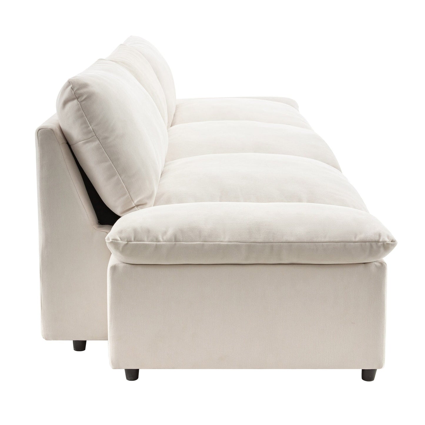 Beige Large Polyester 3-seater Sofa with Storage Units