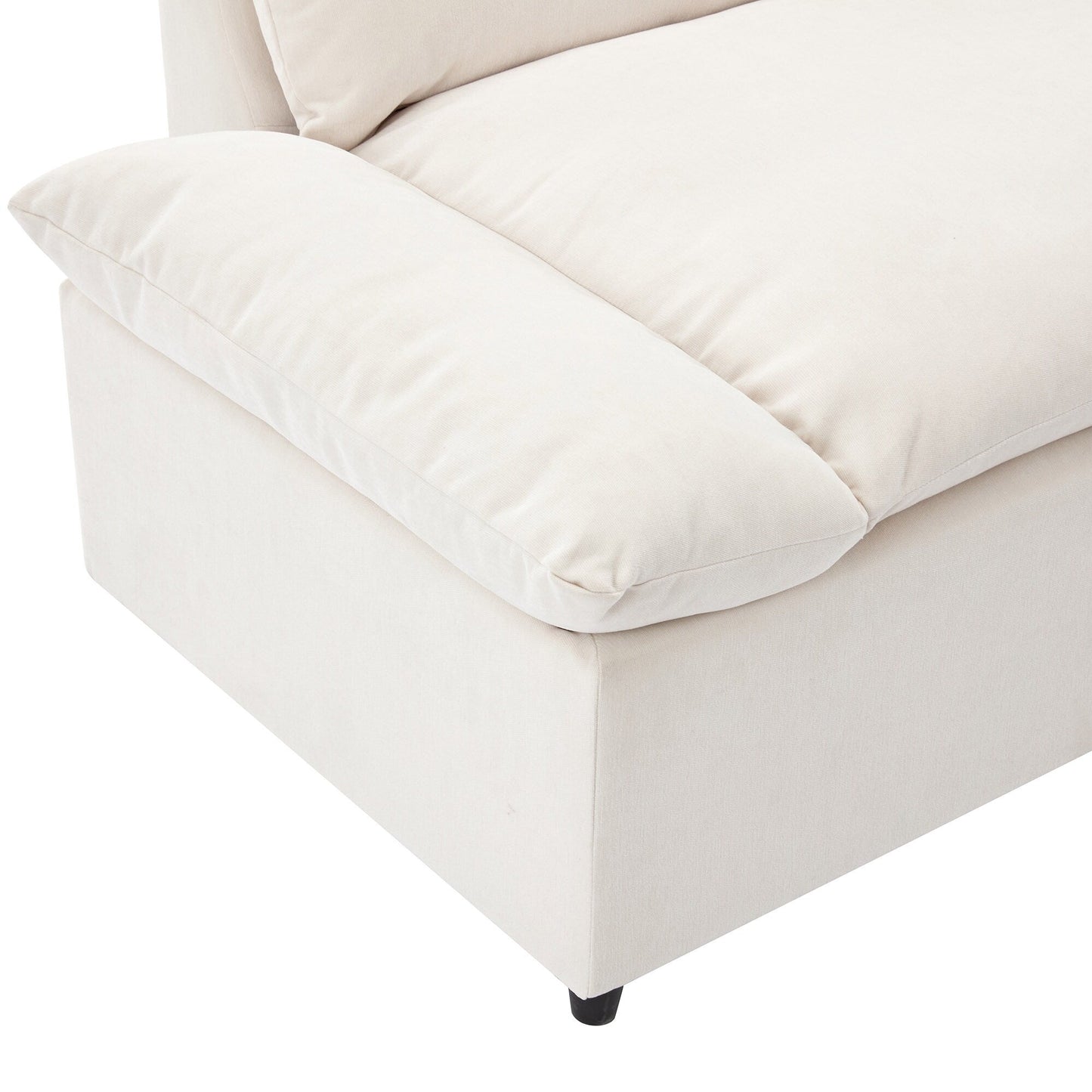 Beige Large Polyester 3-seater Sofa with Storage Units