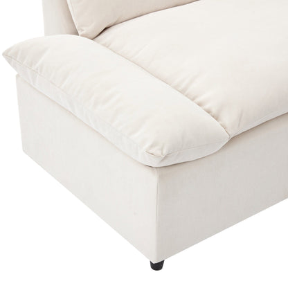 Beige Large Polyester 3-seater Sofa with Storage Units