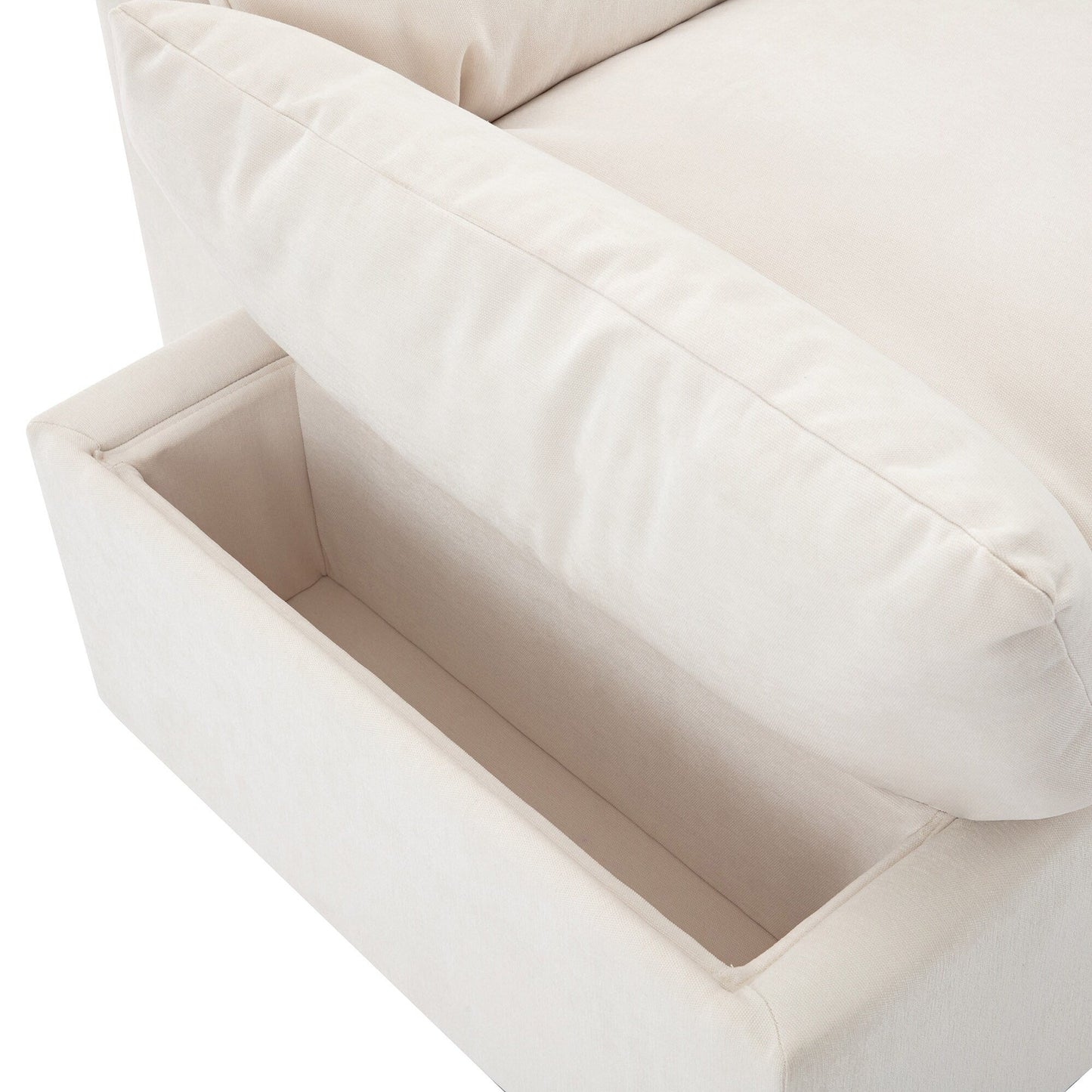 Beige Large Polyester 3-seater Sofa with Storage Units
