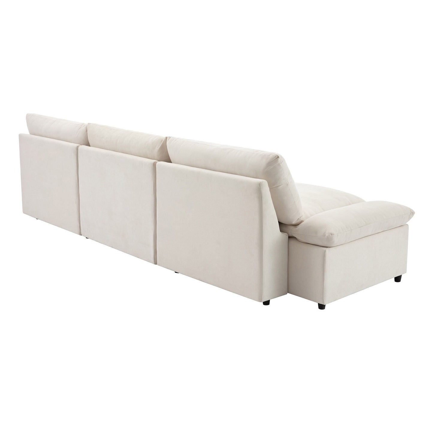 Beige Large Polyester 3-seater Sofa with Storage Units