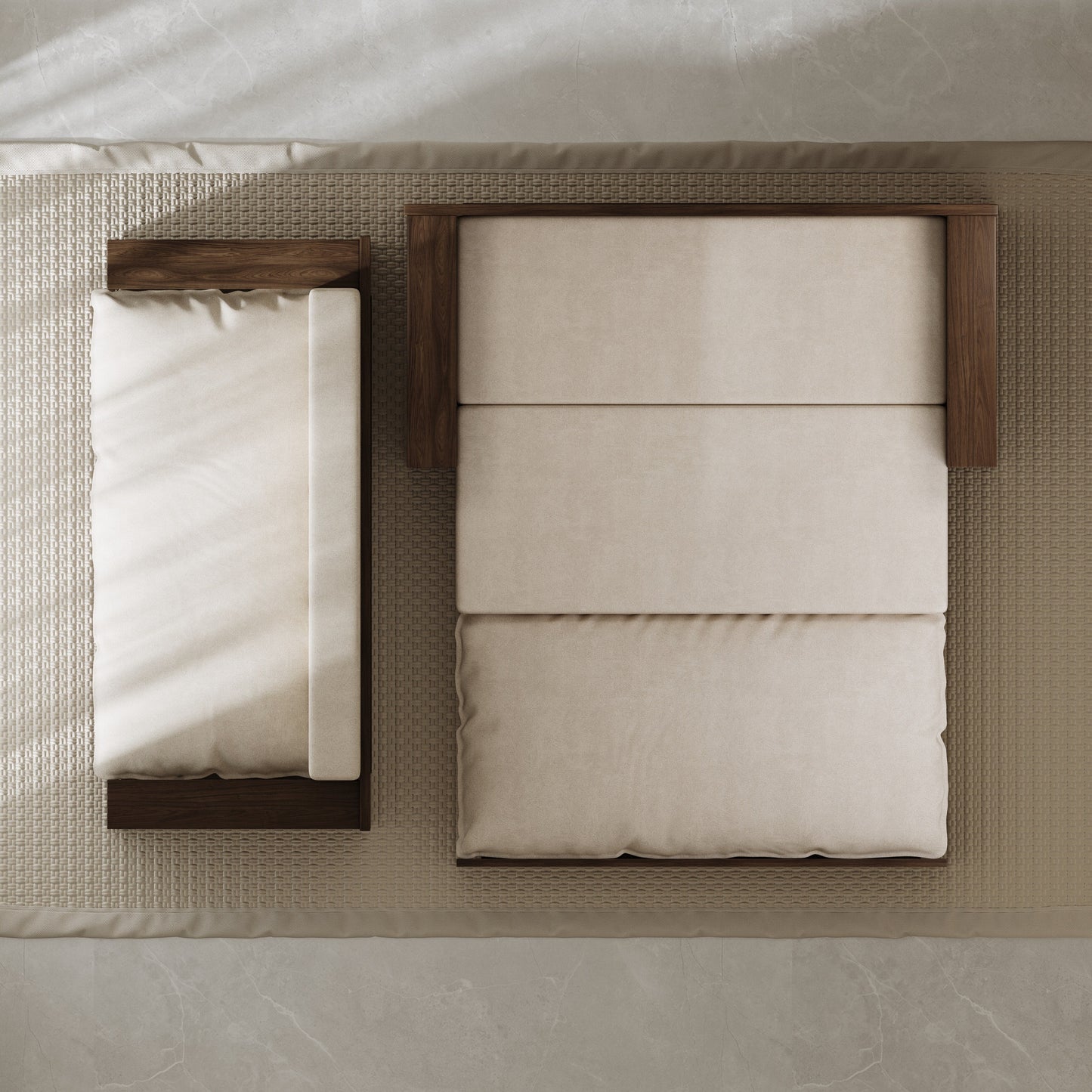 Beige Loveseat Convertible Sofa Bed with Storage