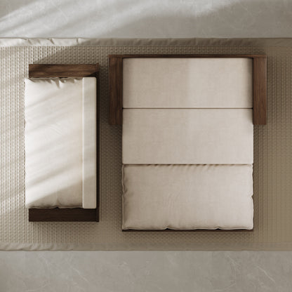 Beige Loveseat Convertible Sofa Bed with Storage