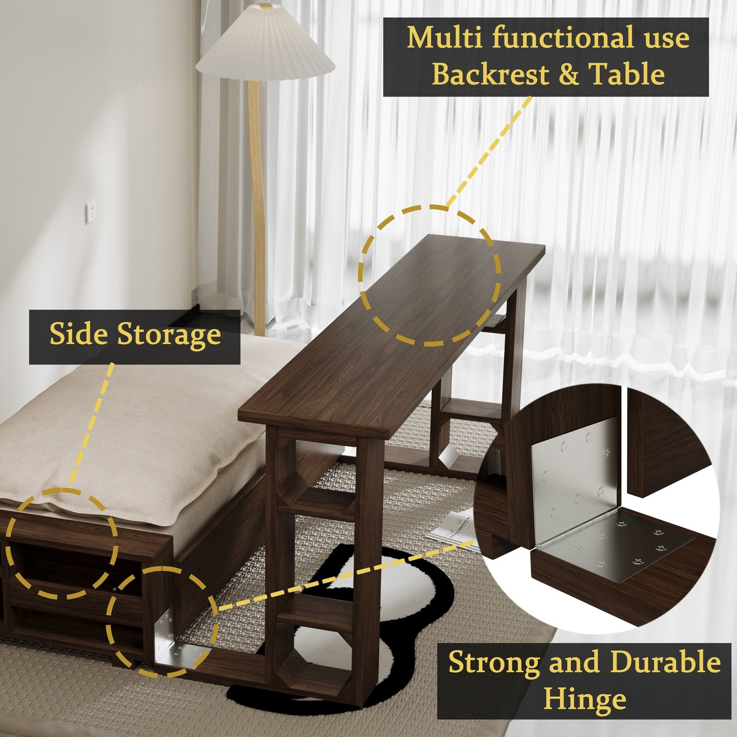 Beige Loveseat Convertible Sofa Bed with Storage