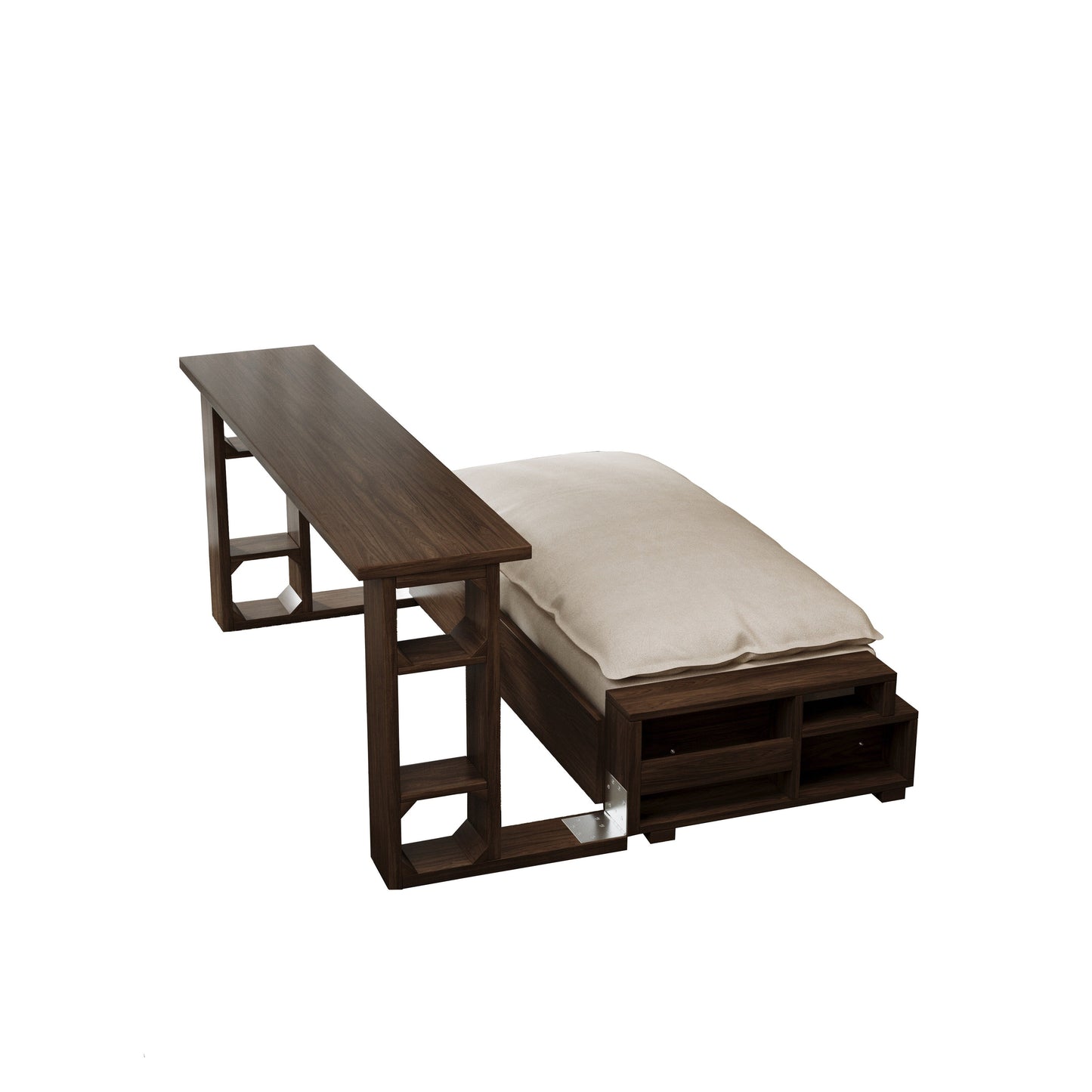 Beige Loveseat Convertible Sofa Bed with Storage