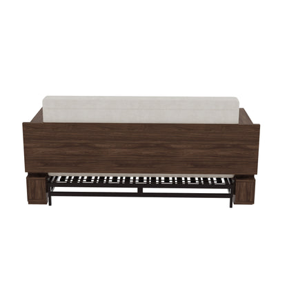 Beige Loveseat Convertible Sofa Bed with Storage